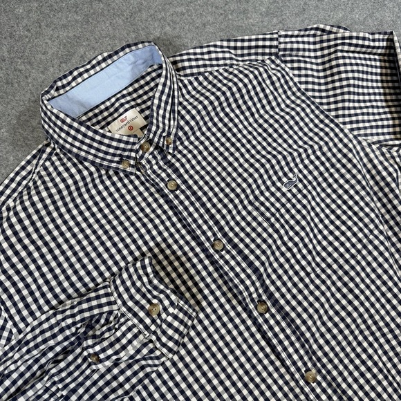 Vineyard Vines Shirt Mens Large Blue Gingham Check Whale Long Sleeve Button Down - Picture 1 of 10